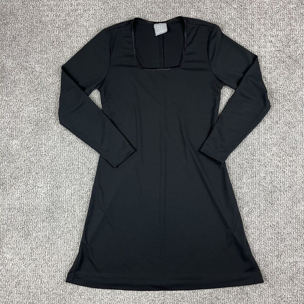Rabbit Rabbit Rabbit Dress Womens Size 6 Black Long Sleeve Square Neck USA Made